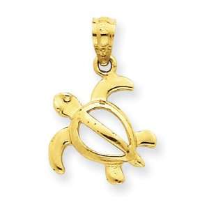  14k Gold Open Turtle Pendant Jewelry