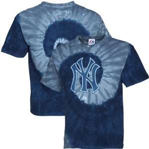   New York Yankees Spiral Tie Dye T Shirt   Navy Blue: Sports & Outdoors
