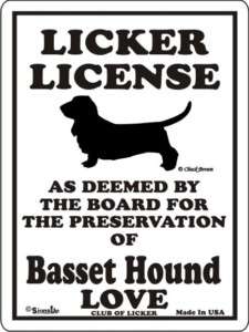 Basset Hound Licker License Dog Sign  Many Pets Avail  