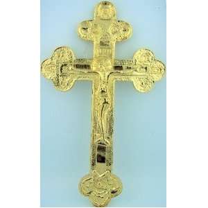 : Gold Byzantine Skull Bone Solid Wall Hanging Byzantine Style Cross 