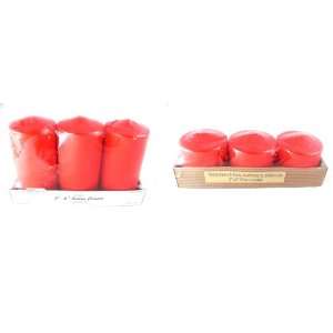 Biedermann & Sons Packaged Unscented Wax Pillar Candles, Red, Set of 6