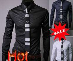 2012 New Mens Striped Luxury Stylish Casual Dress Slim Fit Shirts FREE 