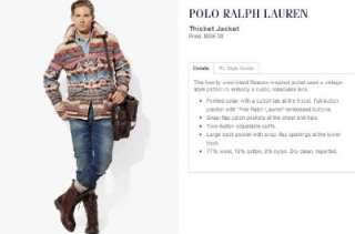Polo Ralph Lauren INDIAN BEACON Wool Thicket Jacket M  