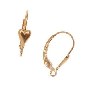  14KT Gold Filled Earrings Leverbacks With Heart (1 Pair 