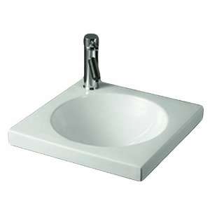   Drop In Lavatory Basin with Integrated Round Bowl Less Overflow, White