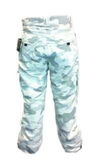 SNOW CAMO Snowboard Pants~Waterproof~CARGO~White Camouflage~LG~Large 