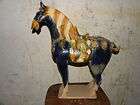 rare tang sancai blue glazed pottery war horse 