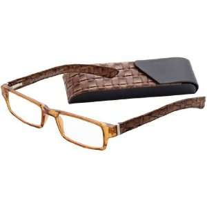  ICU Eyewear Mens Brown Woven Temple Reading Glasses 2.0 