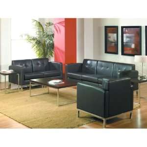  Wall Street Reception Seating Group Espresso Faux Leather 