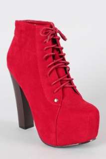  Designer Inspired Lace up Platform Bootie Red Shoes