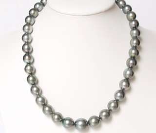 13.5MM BIG SHINING SILVER GRAY TAHITIAN CULTURED PEARL NECKLACE   14K 