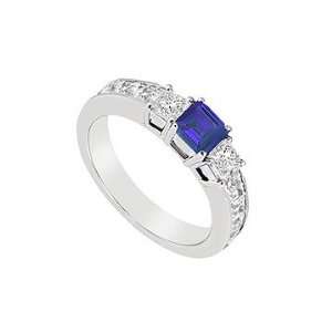   Blue Sapphire and Diamond Ring  14K White Gold   1.00 CT TGW Jewelry