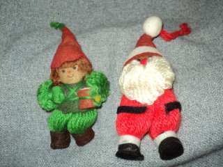   Vintage 1975 Hallmark Ornaments Yarn Drummer Boy & Santa Claus  