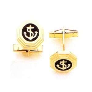  14K Gold and Black Onyx Nautical Cuff Links: Office 