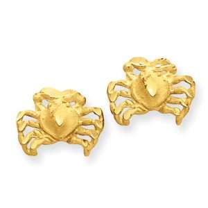  14k Gold Diamond cut Crab Earrings: Jewelry