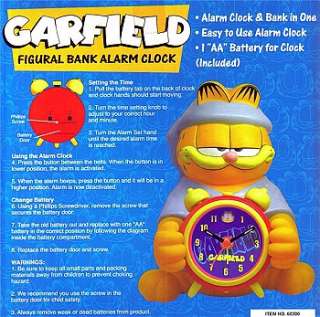 New 10 GARFIELD Figurine COIN BANK and ALARM CLOCK  