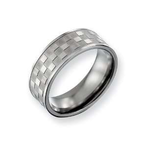   8mm Satin And Polished Checkered Band, Size 8.5 Chisel Jewelry
