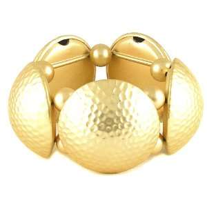  Sculpted Golden Tone Elastic Bracelet Jewelry
