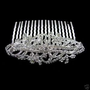   7cm Wide Flower Wedding Bridal Flower Girl Crystal Hair Comb  