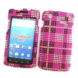   Case Rhinestone Cover Pink Plaid Design: Cell Phones & Accessories