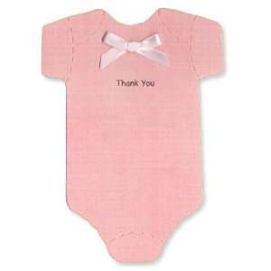  Onesie Thank you Cards   Pink Linen   Baby Girl Office 
