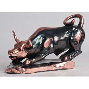 inch Double Colored Copper Color Charging Bull Figurine Statue 