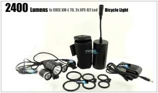 2400 Lumens CREE XM L T6 LED +2x XPE R2 LED Bike Bicycle Light  