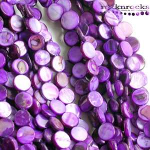 DEEP PURPLE TENNESSEE RIVER SHELL 10MM COIN BEADS 16  