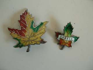 Sterling & Enamel MAPLE LEAF BROOCHES from CANADA  