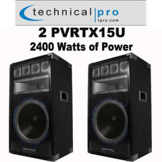 Technical Pro PVRTX15U Powered Speakers  USB 2400 Watts New 