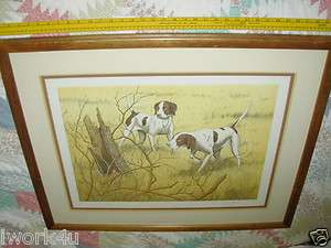   Signed Dave Chapple Print Brown & White Spotted Bird Dogs Print  