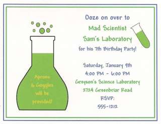 10 Mad Science Scientist Birthday Party Invitations  