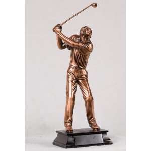   Male Golfer Swings Club Teeing Off Display Statue