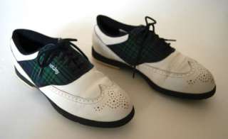 FOOTJOY TCX White Leather Watch Plaid Golf Shoes 8.5M  