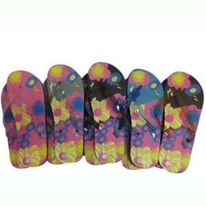  Ladies Flip Flop Sandals Flowers Bright Colors Case Pack 