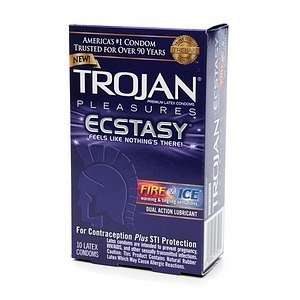  Trojan Ecstasy Latex Condoms, Fire & Ice 10 ct (Quantity 