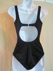 Womans BALTEX MAILLOT BODY ID Black Textured 1 PC Swimsuit Size 10 EUC 