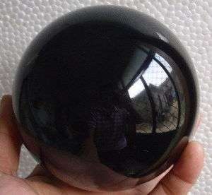 Rare Natural Black Obsidian Quartz Crystal Ball 60mm + Stand  