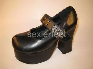 Black Pu Eyelette Strap Mary Jane Shoes. Color Black Pu