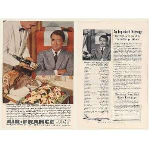  1960 Gregory Peck Air France Airlines Jet 2 Page Print Ad 