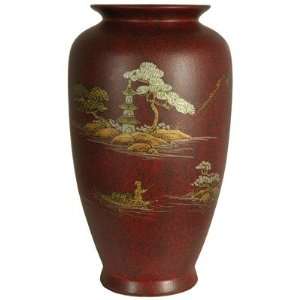  Oriental Furniture POR TCV RC 12 Tung Chi Vase in Red 