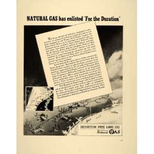  1941 Ad Houston Pipe Line Natural Gas TX Fuel Defense 