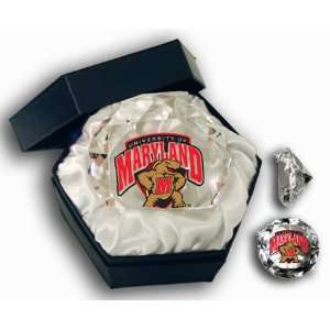 Maryland U Mascot On A 4 Diamond Glass. Jewelry Box Included  