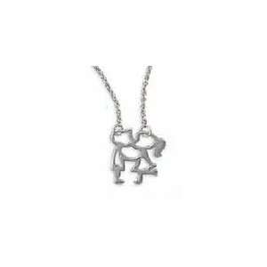   Sterling Silver Chain Necklace, 18 inch, 1/2 inch Kissing Boy and Girl