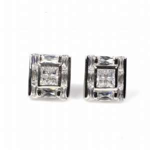  Mens Hip Hop Iced Out Stud Earrings CZ Sterling Silver 