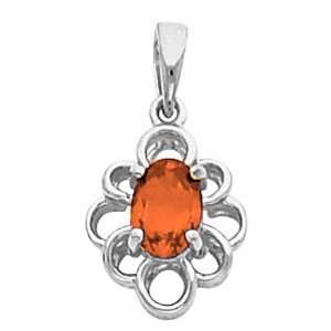  14K White Gold Mexican Fire Opal Pendant: Jewelry