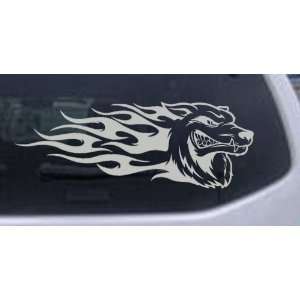 Wolf With Tribal Flames Tribal Car Window Wall Laptop Decal Sticker 