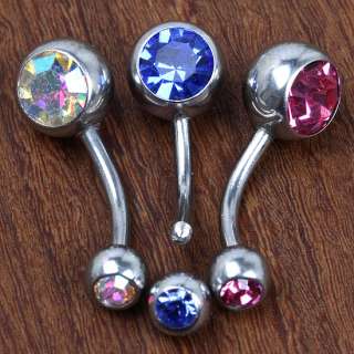   Crystal Ball Belly Button Navel Rings Body Piercing Jewelry  