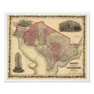    Map of Washington DC and Georgetown 1862 Posters: Home & Kitchen