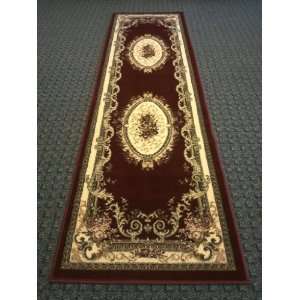  Traditional Area Rug Runner 32 In. X 10 Ft. Burgundy 
